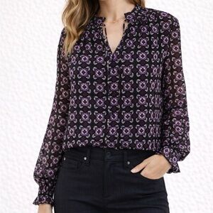 Ann Taylor Black and Purple Blouse